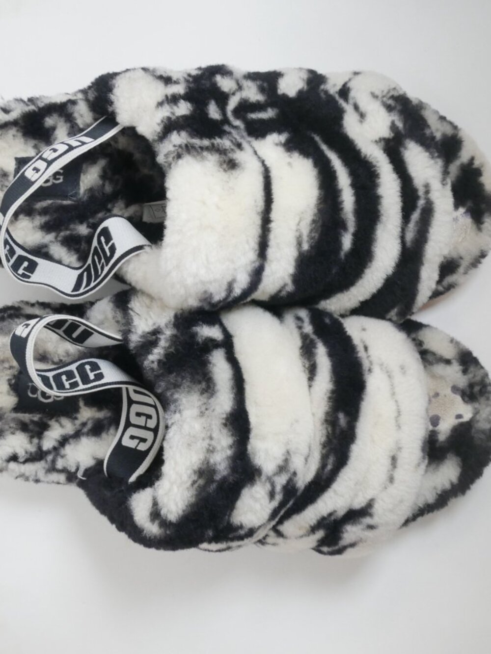 Ugg Fluff Yeah Slide Marble Sandal Slippers Black White Women's Size 8 Strappy - Picture 4 of 8